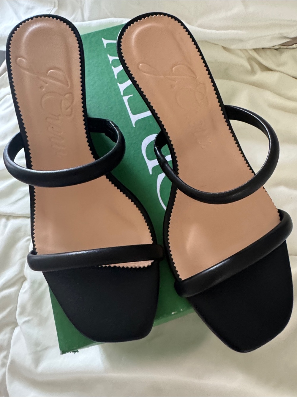 J. Crew Black Double-Strap Slide Heels